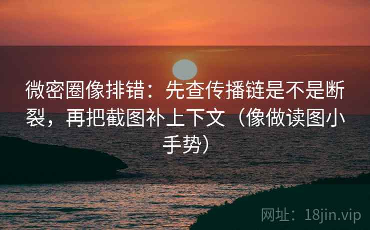 微密圈像排错：先查传播链是不是断裂，再把截图补上下文（像做读图小手势）  第2张